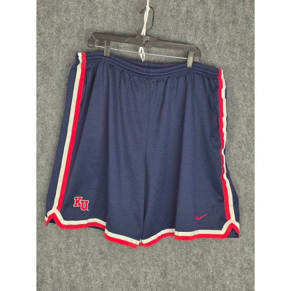 Nike Men's XXL Kansas Jayhawks Basketball Shorts Team Navy Blue Red White NCAA - Picture 1 of 11